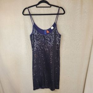 ♤ Vintage Chan Luu Mini Bodycon Sequin Cami Dress Navy Blue Size Small